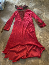 Halloween Costume- Girl Red Royalty Dress and Crown