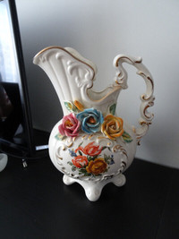 Vintage Capodimonte Porcelain Floral Pitcher Vase