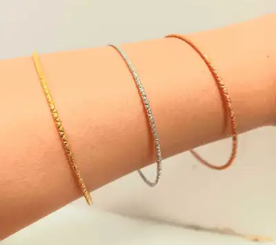 Set of 3 Elegant Bangles - Gold, Silver, Rose Gold, View more