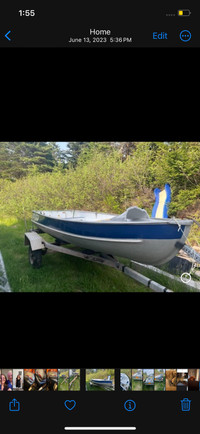 Aluminum boat, 9.9 mariner outboard motor and trailer