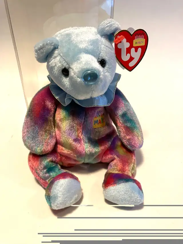 Beanie Babies March The Birthday Bear New With Tags in show case in Arts & Collectibles in Markham / York Region - Image 3
