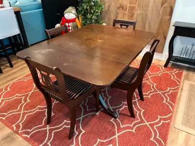 Mid-Century Modern Vintage Duncan Phyfe Dining Table + 4 Chairs, View more