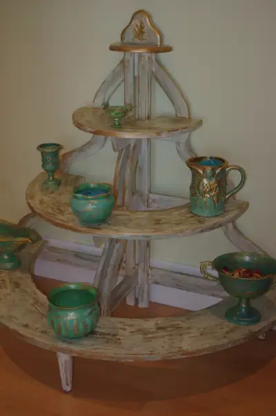 HANDMADE decor / plant stand painted by artist   47  x 47 ", View more