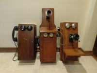 ANTIQUE WOOD WALL TELEPHONES