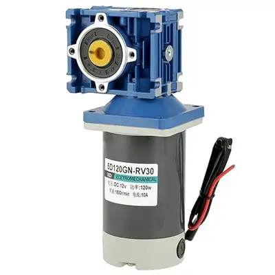 EVTSCAN 12V DC 120W Worm Gear Motor, with High Torque Low RPM, Self Locking, Adjustable Speed, Rever...