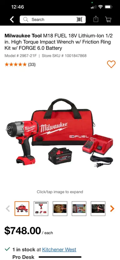 Milwaukee Tool M18 FUEL 18V Lithium-Ion 1/2 in. High Torque Impa, View more