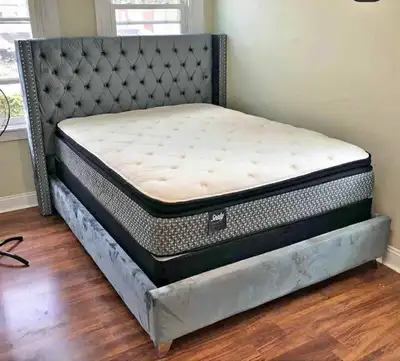 Double Queen and King Size Velvet Finished Bed Frame-Brand New, View more