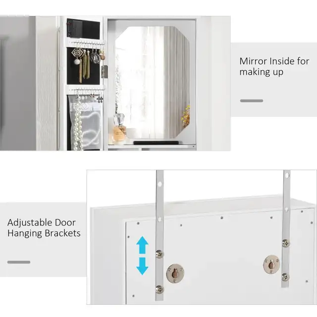 Jewelry Armoire with Mirror, Jewelry Cabinet with 18 LED Lights, in Home Décor & Accents in Markham / York Region - Image 8