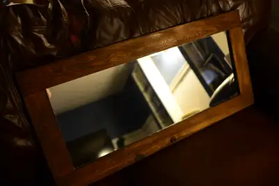 Antique mirror with wood frame, View more
