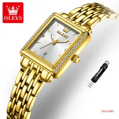 OLEVS Quartz Rectangular Women’s Watch Diamond, Waterproof, Date, View more