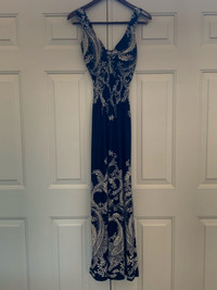 Navy and White Long Dress