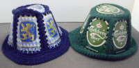 2 BEER TIN CAN CROCHETED HATS