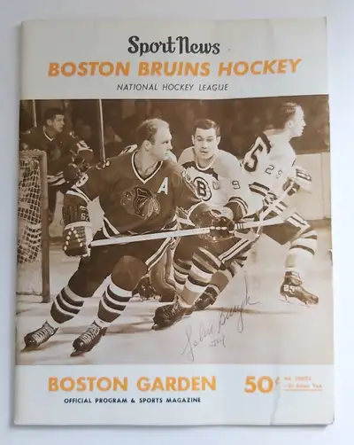 1967 Boston Bruins Program Bobby Orr Rookie v. NY Rangers Signed, View more