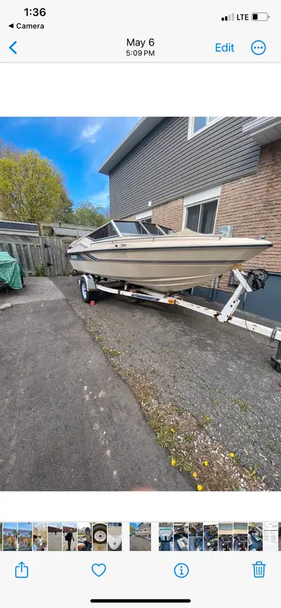 16 foot bowrider with a 2.5 litre inboard engine New rims and tires on trailer