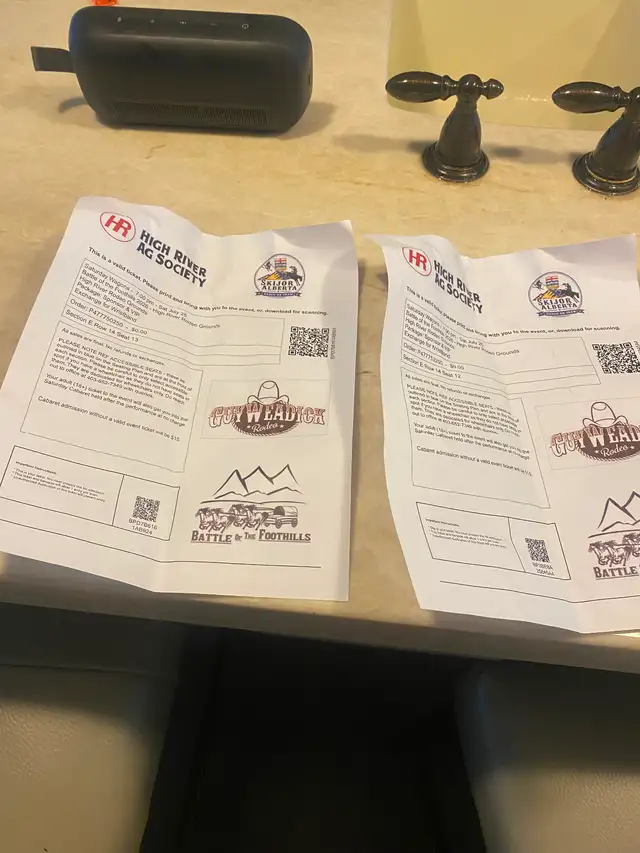 Two tickets together Saturday chuck wagon high river