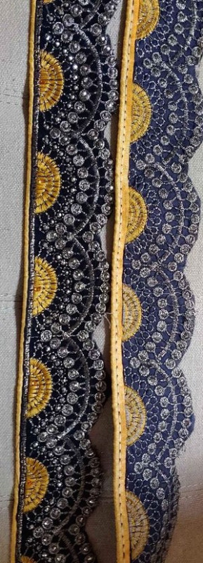 Blue, gold sari border trim with sequins, beads in Hobbies & Crafts in Markham / York Region