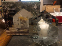 Candle Holder Snowflake Glass Mirror NEW