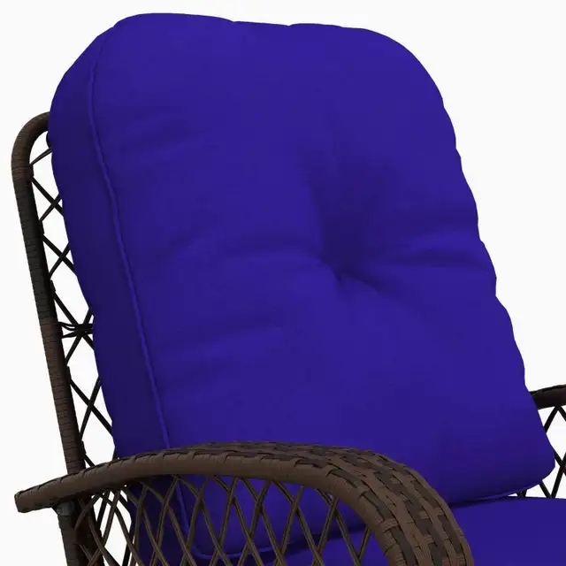 Blue Outdoor Wicker Rattan Rocking Chair with thick cushion  in Patio & Garden Furniture in Markham / York Region - Image 7