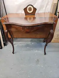 Vintage Walnut Half Moon Table 