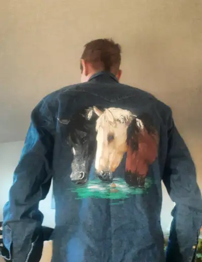 Size 15x33 Wrangler Shirts: Men's Rigid Denim 70127 MW Cowboy Cut Long Sleeve Western Shirt .. with...