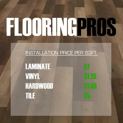 TILE $5-LAM$1-VINYL $1.25-HARDWOOD $1.50(SQFT), View more