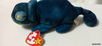 Ty Beanie Baby Rainbow the Blue Chameleon with P.V.C. Pellets