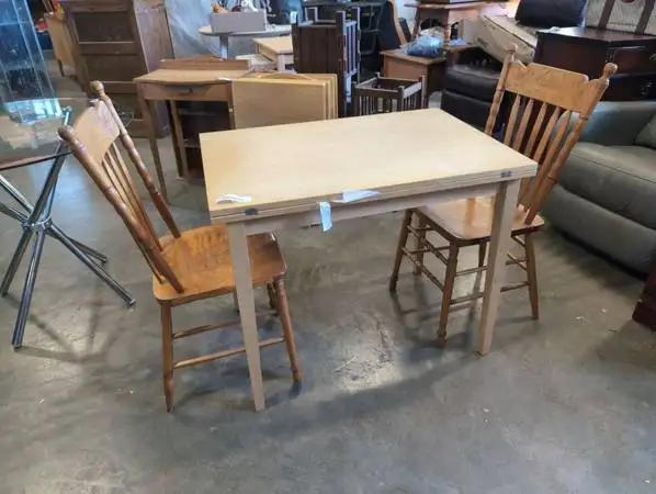 IKEA FLIP OVER TABLE + 2 VINTAGE CANADIANA CARVED CHAIRS in Dining Tables & Sets in Delta/Surrey/Langley - Image 3