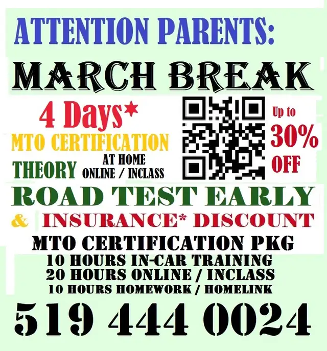 DRIVING SCHOOL march break special Clinton & Area65430449761154120