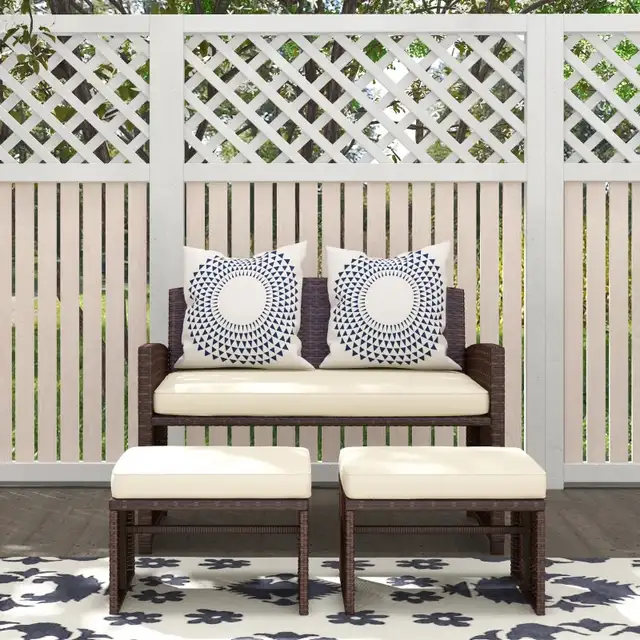 3 Pieces PE Rattan Patio Furniture with Cushions, Outdoor Wicke in Patio & Garden Furniture in Markham / York Region - Image 7
