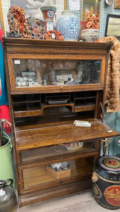 Antique Barristers Bookcase w/Secretary Desk, View more
