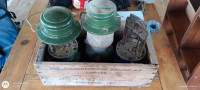 Wood box with Camping lanterns for sale equipment 