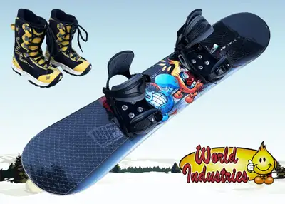 121cm Snowboard, Bindings & Boots Package, View more
