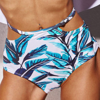 Lovi Swim High Rise Strappy Tropical Palm Print Bikini Bottoms