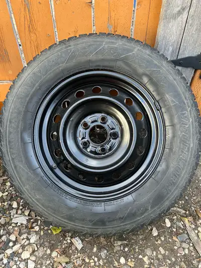 Used for one season and sold the vehicle. 215/70R16 Firestone winter tires on 5x114.3 steel rims. As...