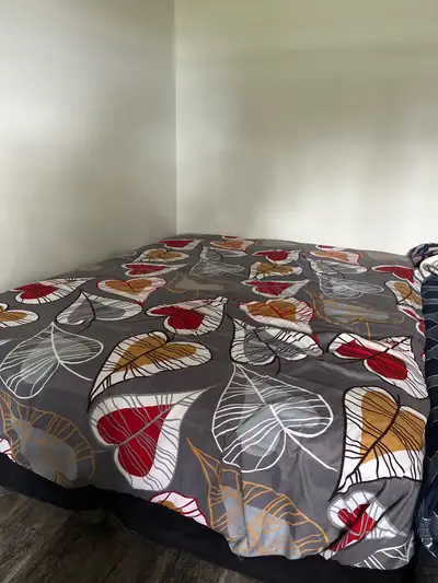 queen matress with box spring and metal frame , View more