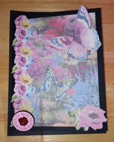 Handmade! With dimensional flowers, Butterflies, Moths. Blank Cards measure 6.5"*5" With black envel...