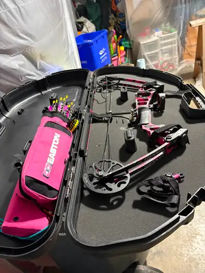 Pink colored camo Mission CrazeII compound (left hand) bow, View more