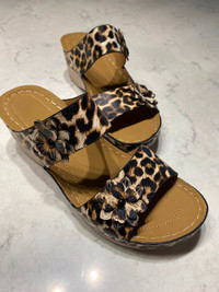 Leather Leopard Print sandals - Brand New