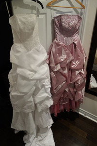 2 Wedding Dresses - White & Purple with 1 frame (2 for $200)