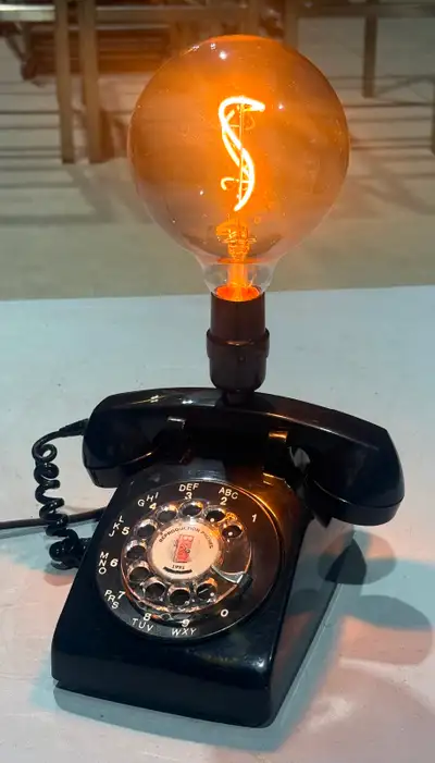 Upcycled Vintage Rotary Telephone Lamp (w Edison-Style LED Bulb), View more