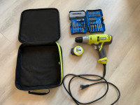 Ryobi Corded Drill/Driver with Laser Level, Bit Set, and Bag