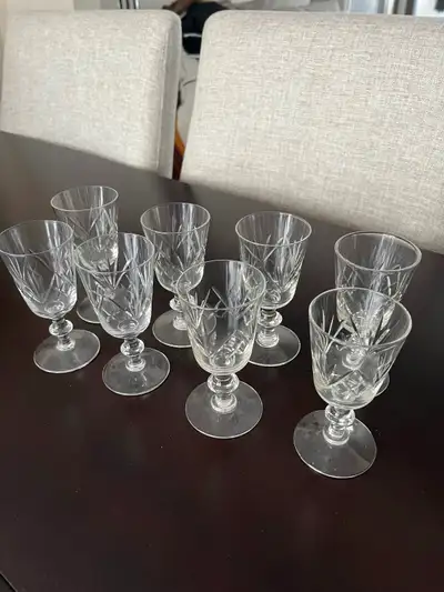 Eight Crystal Liqueur Glasses, View more