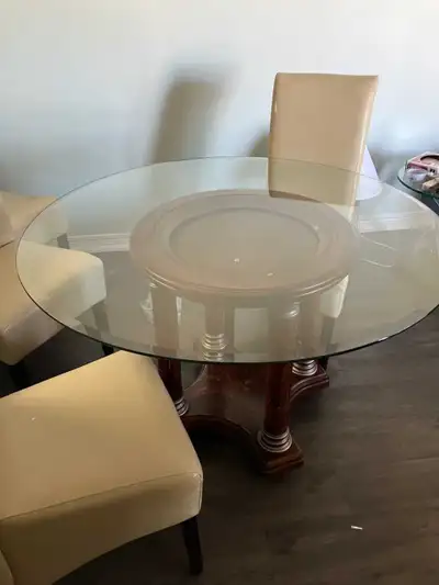Leather Dining Chairs with 4 Foot Round Table, View more