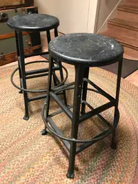 Vintage industrial all steel bar stools