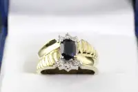 NEW WITH APPRAISAL 14K, GOLD DIAMOND & SAPPHIRE RING SALE