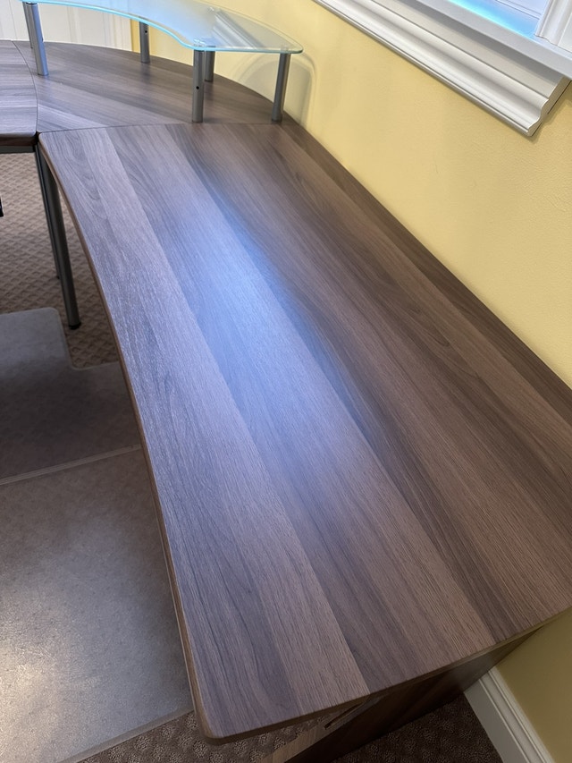 L. Shaped Desk 55” x 68” with Pullout Keyboard Tray Desks Winnipeg