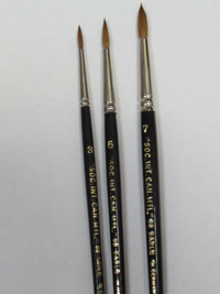 3 pcs Artist Quality Watercolour Red Sable Brush Sizes #3-5-7