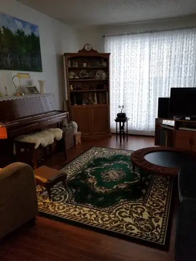 Ground floor condo in apartment style building, Door to a patio, parking next to the unit.