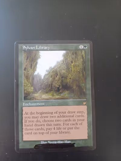"Look at me Morty! I'm a Magic Card now!" This is a Sylvan Library MTG proxy card. It's a high-quali...