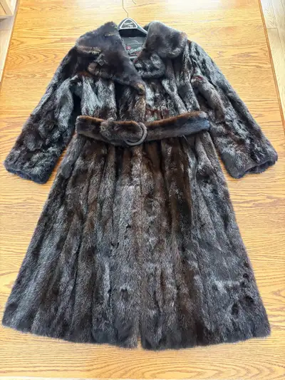 Woman’s dark Ranch Mink Coat & Mink Stoal & mink hat, View more